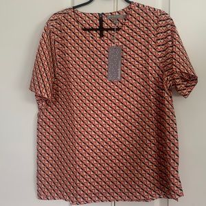 NWT DANIEL RAINN ABSTRACT PRINT SHORT SLEEVE BLOUSE - Large